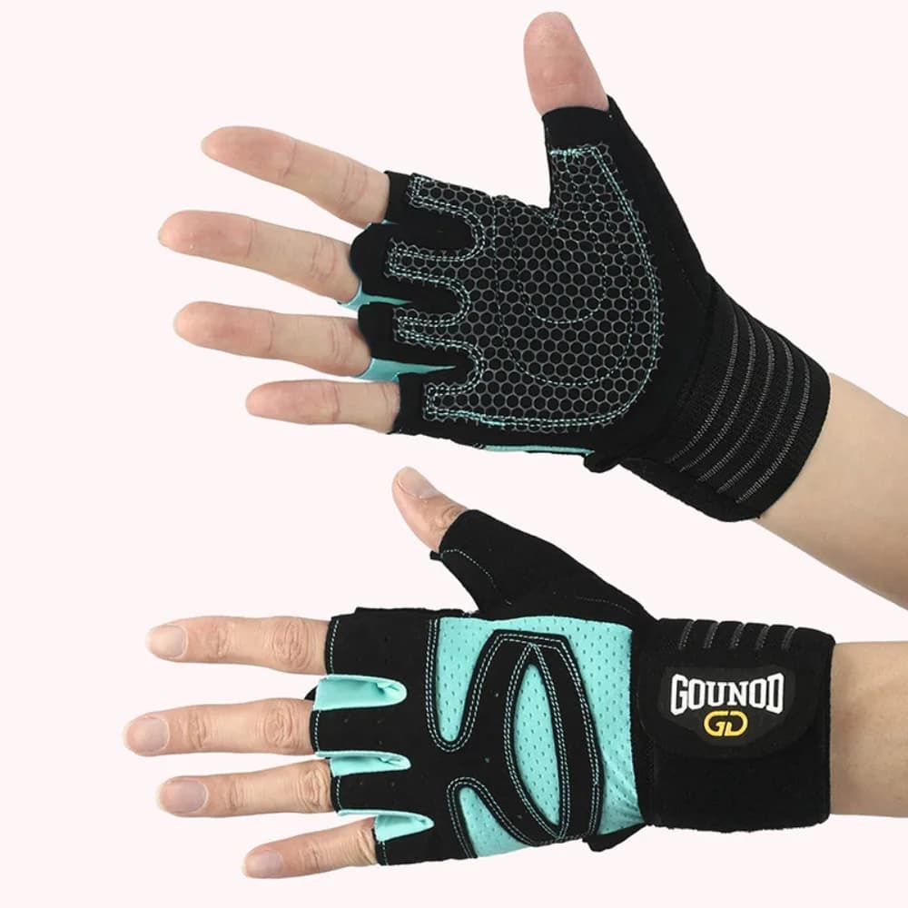 Guanti Traspiranti per Sollevamento Pesi con Dorso Aperto Curvo, Antiurto, Mezze Dita, Antiscivolo e Resistenti all'Usura