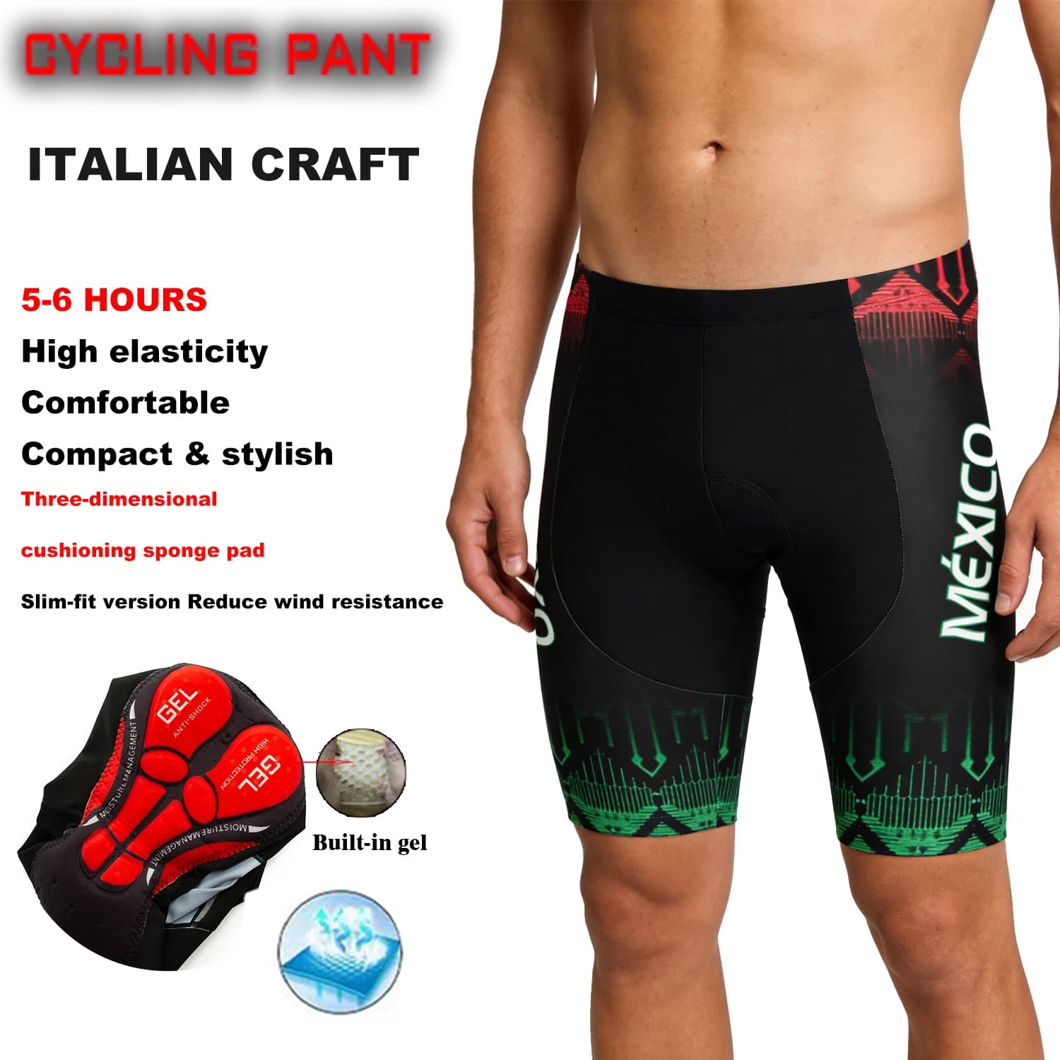 Men’s Cycling Bib Shorts – 3D Gel Padded Bicycle Pants with Breathable Compression Fabric for Long Distance Riding