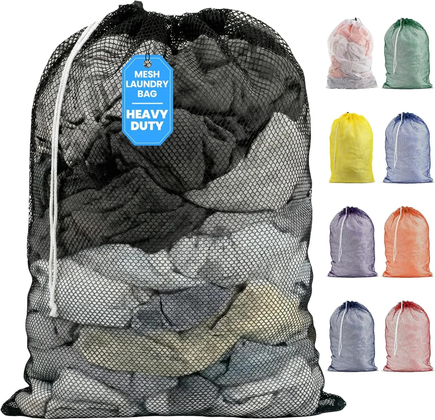 Mesh XL Laundry Bag - Durable, Machine Washable with Secure Drawstring Closure - Perfect for College Dorms, Laundromats, Apartme