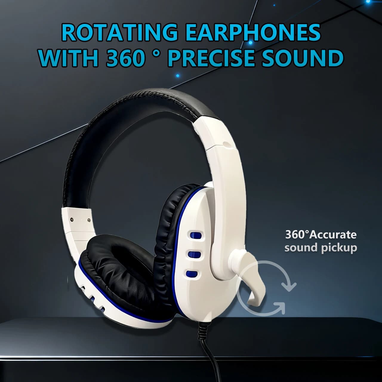 7260 Wired headphones with microphone, ideal for business conferences, studio documentation, entertainment games, compatible with: PS4/PS5/Xbox One