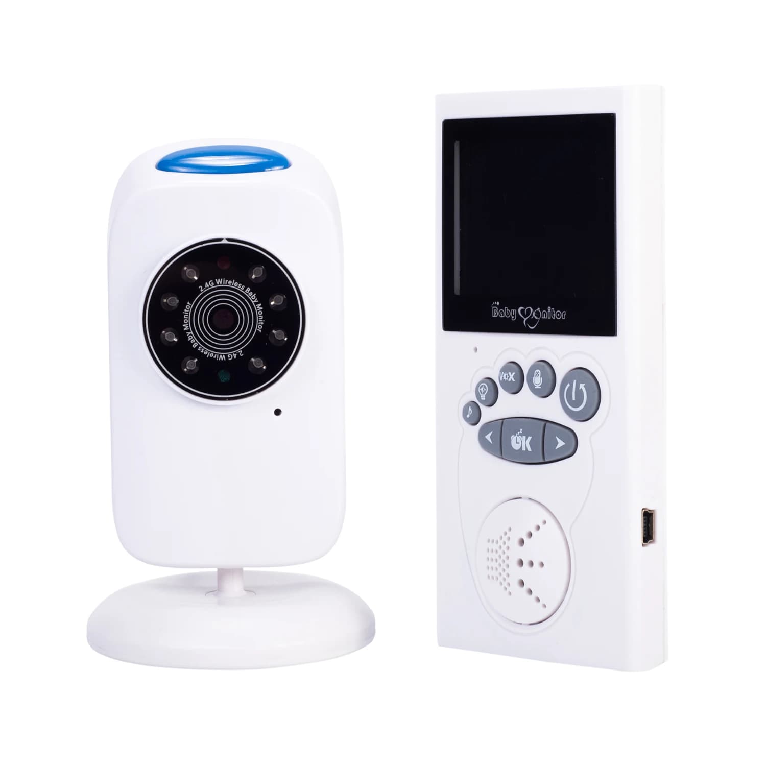 Schermo da 2.4 "LCD Audio Video Baby Monitor Radio Nanny Musica Citofono IR 24 ore Telecamera portatile per bambini Baby Walkie Talkie Babysitter