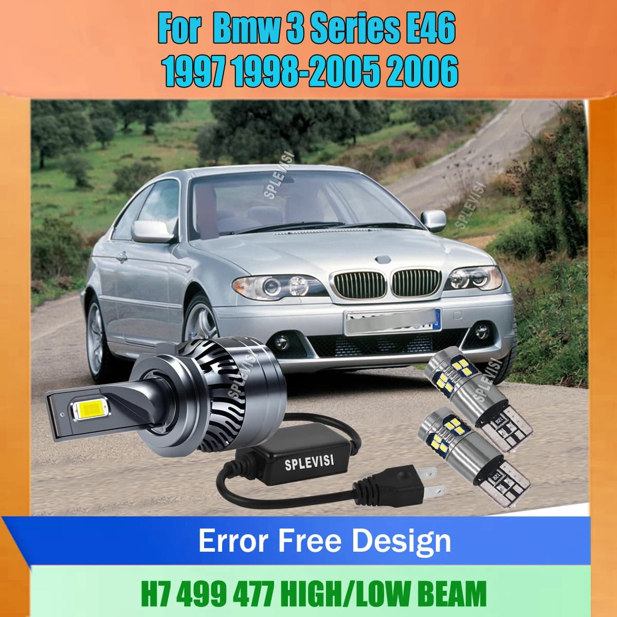 Lampada LED H7 Xenon Bianca per Fari, Design Mini 1:1, Illuminazione a 360° ° Luci per BMW Serie 3 E46 1997 1998 1999 2000 2001 2002-2006