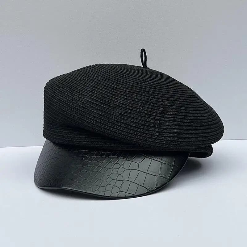 Women's Summer Wide Brim Straw Hat Sun Protection Equestrian Style Irregular Design Leather Cap Casual Elegant Fashionable