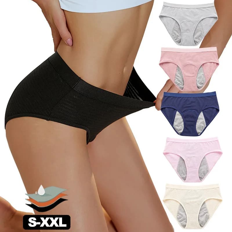 Solid Women Period Panites Comfort and Leak-proof Protection Woman Menstrual Briefs Mid-waist Physiological Lingerie Underwear