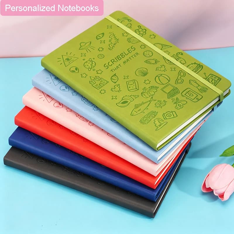 A6 PU Leather Cover Notebook 100 Sheets 200 Pages Pocket Journal Notebook Wood-Free Thick Paper Lined Kawaii Diary Planner
