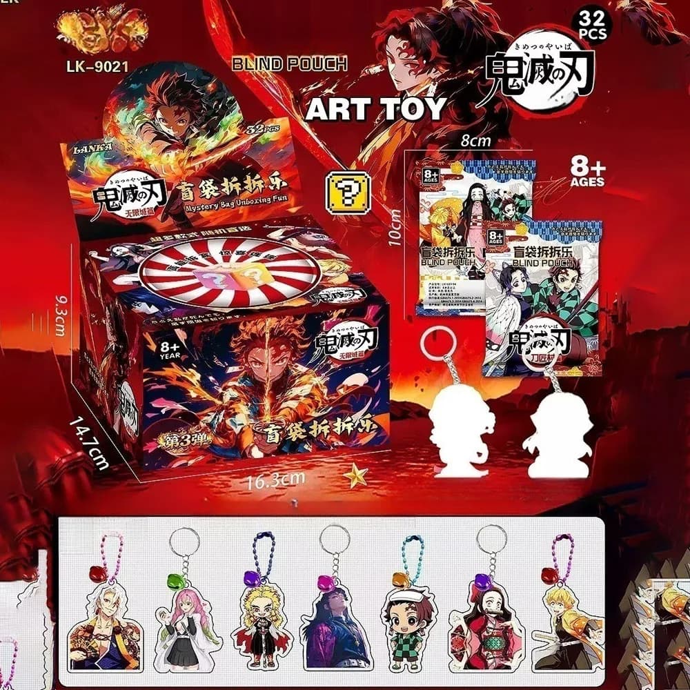 Anime 32pcs Set Demon Slayer Figures Blind Bag Box Acrylic Pendant Keychain Hanging Decoration Children Toy Peripherals Gift