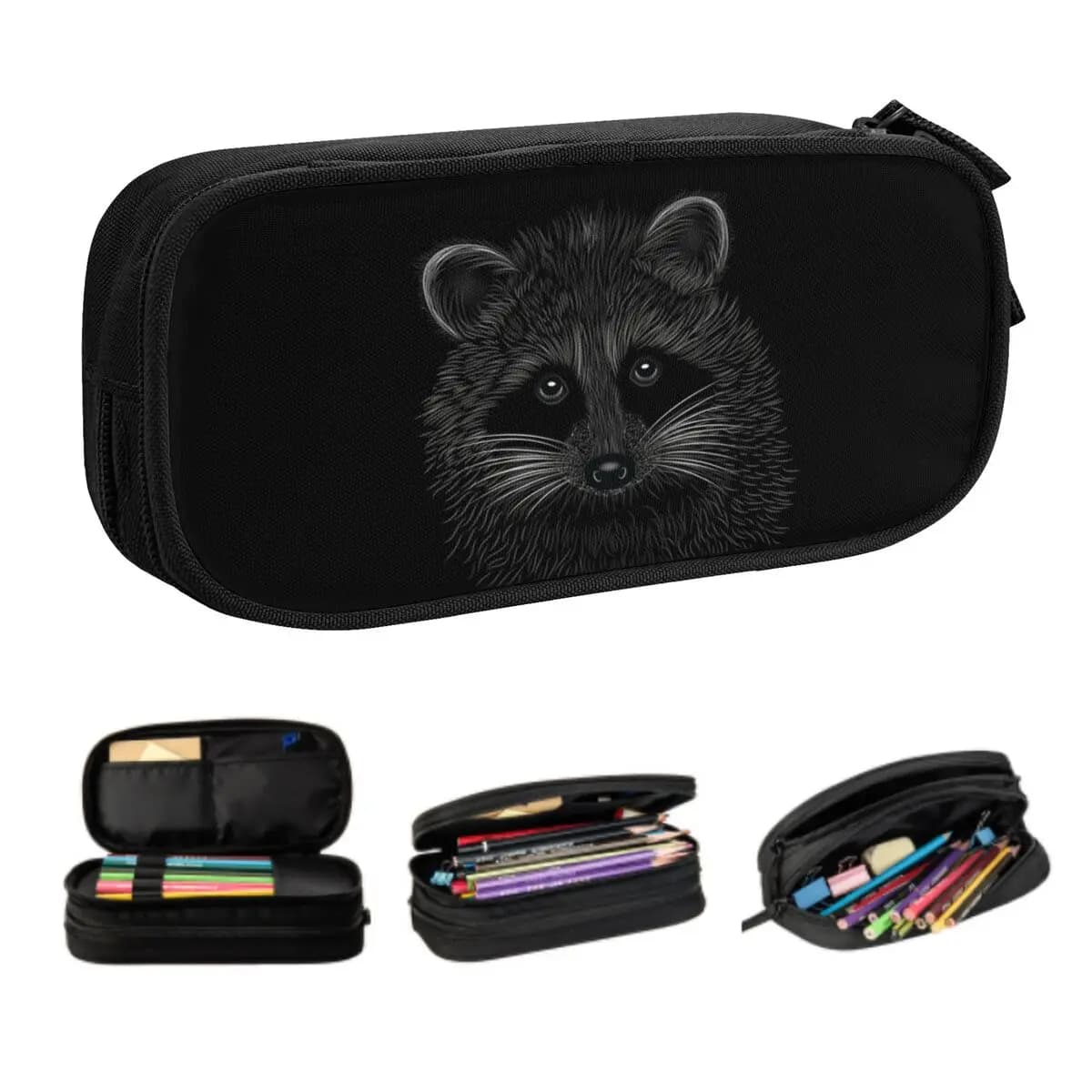 Astuccio personalizzato Kawaii carino Trash Panda Procione per ragazzo ragazza grande portaoggetti animale procione astuccio per matite accessori scolastici