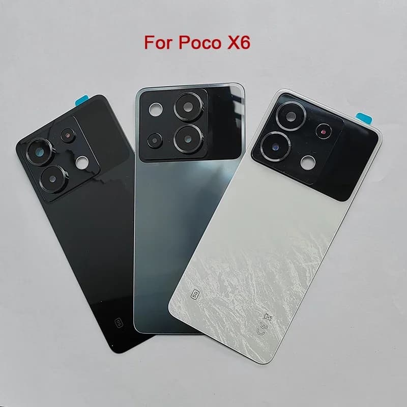 A+++ Back Glass Battery Cover For Xiaomi POCO X6 5G with Camera Lens Rear Door Housing Case Replacement Adhesive