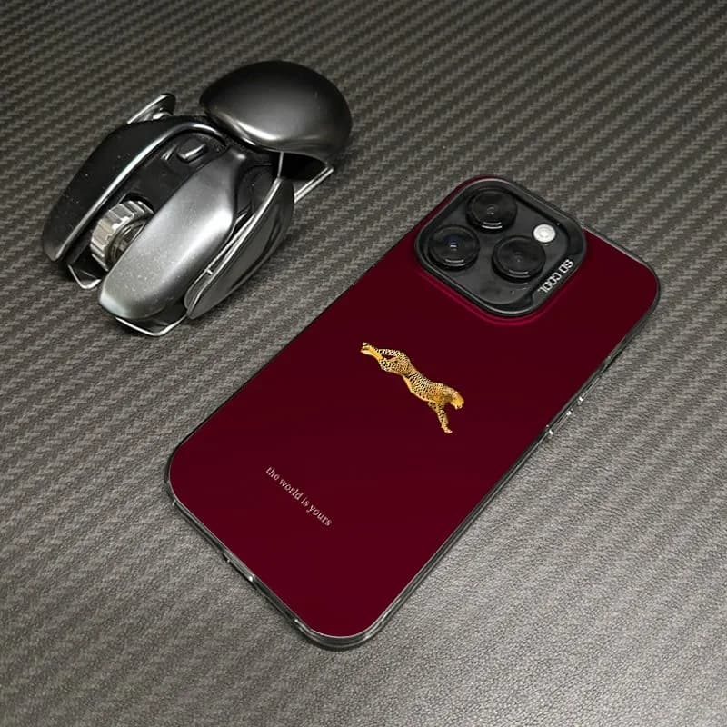 Custodia per telefono bordeaux con stampa leopardata di moda per iPhone 17 Pro Max 17 Air 16E 16 Plus 15 14 13 12 11 XS XR X 7 8 SE2 13 Mini Cover