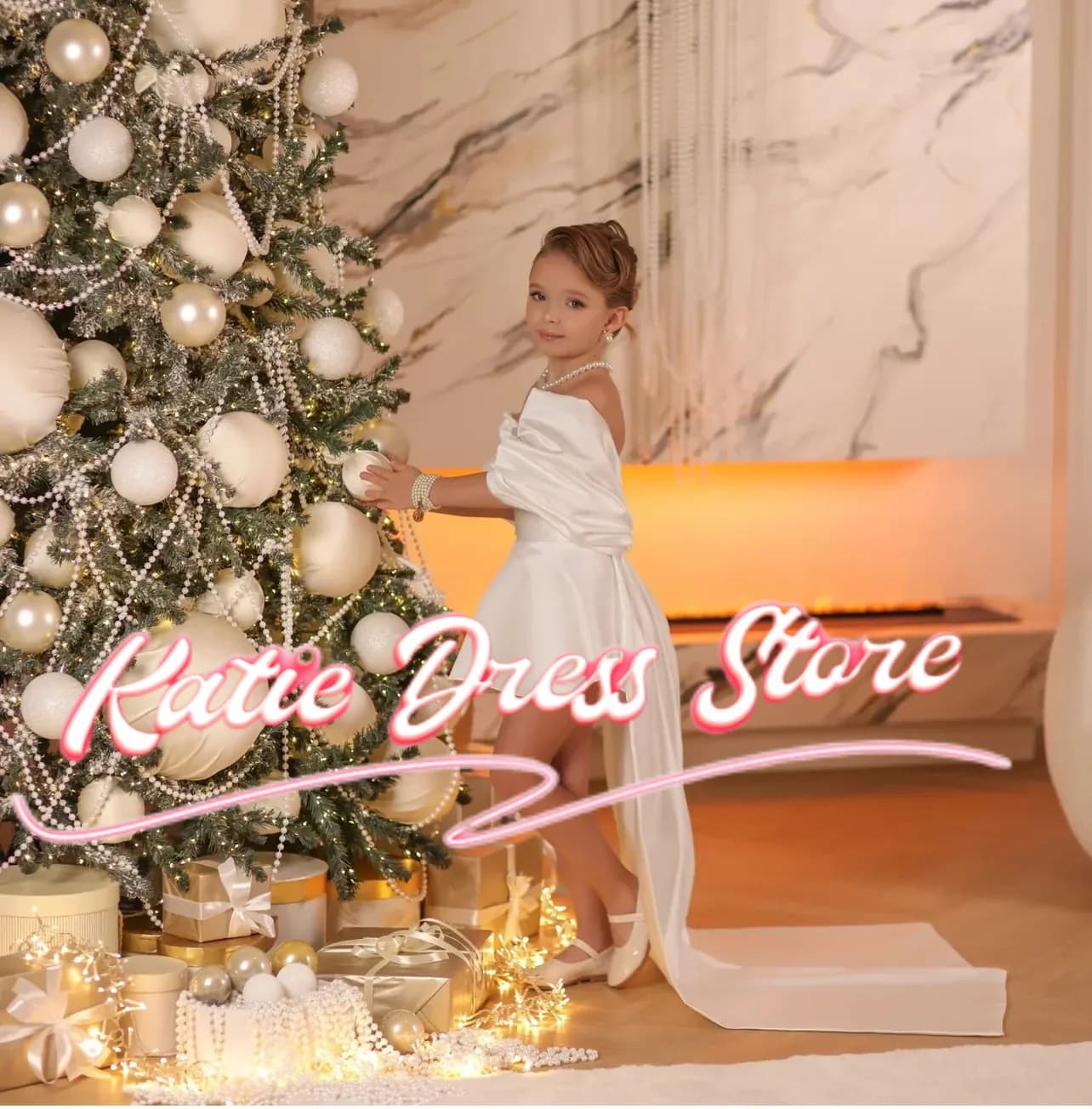 Abito da Damigella Personalizzato in Raso Elegante con Fiocco, Senza Maniche, per Matrimoni, Feste di Compleanno, Prima Comunione e Balli
