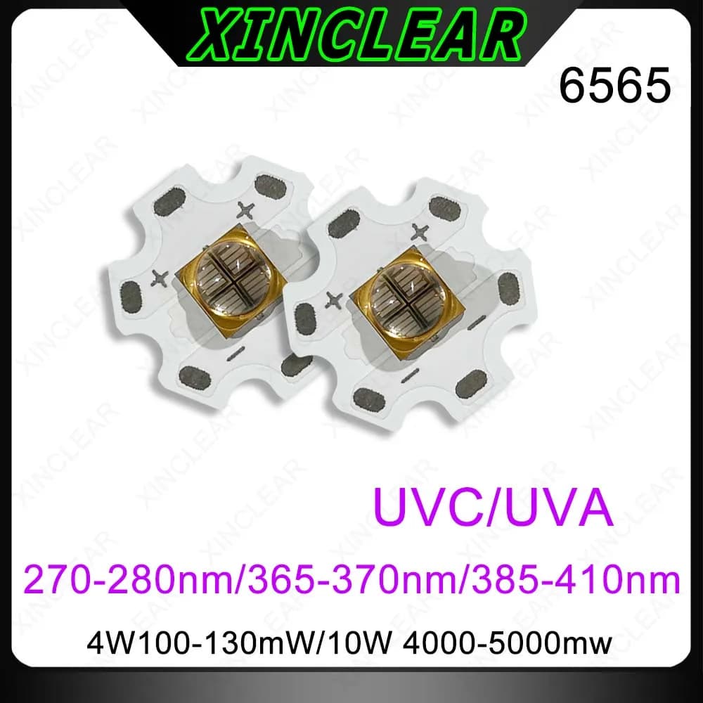 Chip LED UV profondo 4W 10W UVC 270nm 280nm UVA 365nm 370nm 395nm 400nm Diodo SMD 6565 Chip con PCB da 20 mm per lampada UV