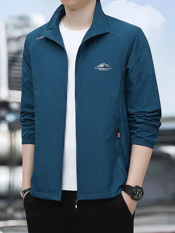 Giacca da Uomo Ultra-Sottile Traspirante ad Asciugatura Rapida per Sport all'Aperto, Protezione Solare, Collo Alto, Antivento, Alla Moda e