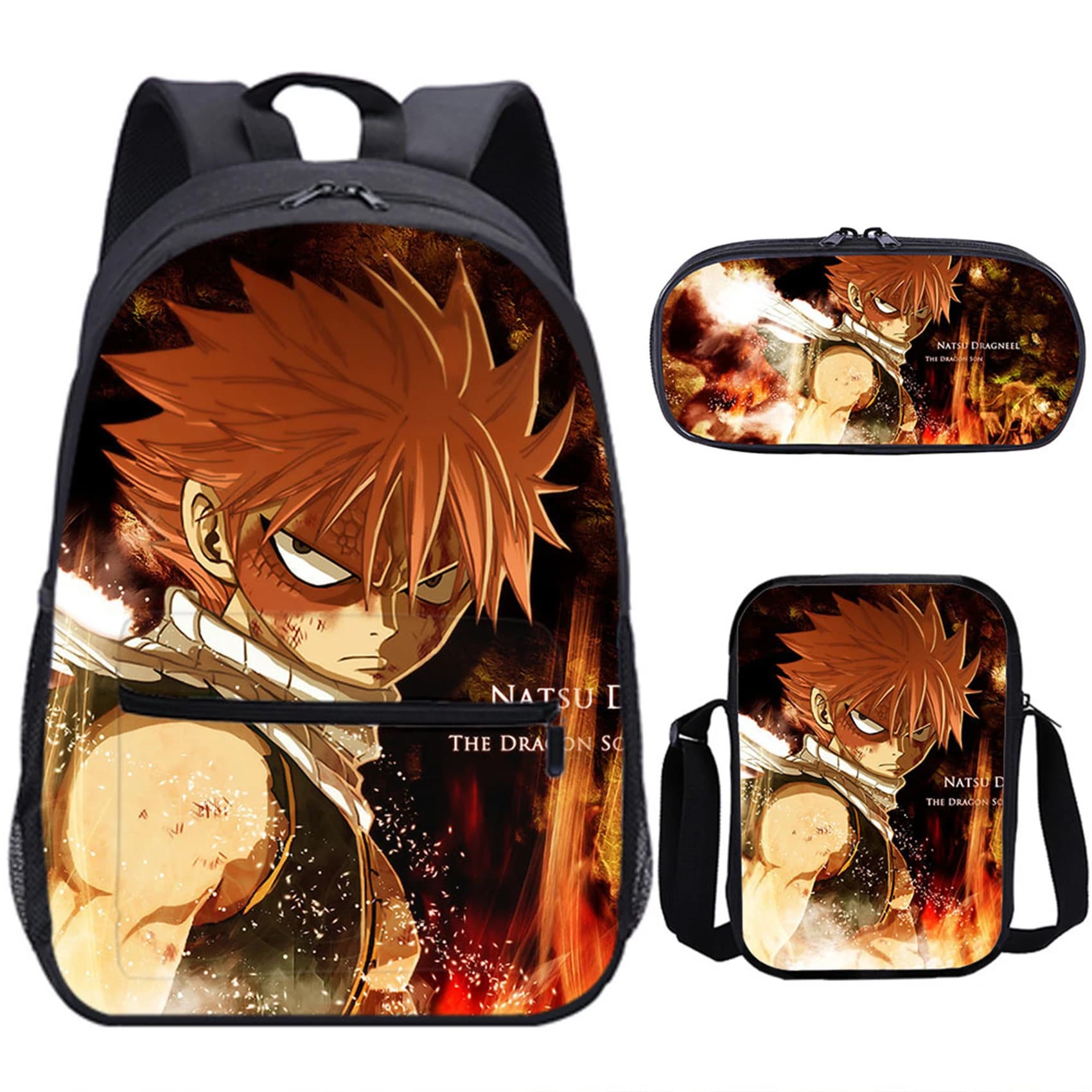 Anime Fans Fairy Tail Backpack Child Back to School Bag 3 Piece Set Student Daypack+Single Shoulder Bag+Pencil Case