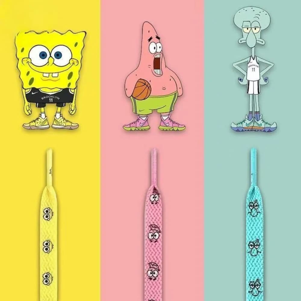 Cute SpongeBob Shoelaces, Pink Yellow Blue 120-140cm Sneaker Laces, Cartoon Shoe Decor Gift