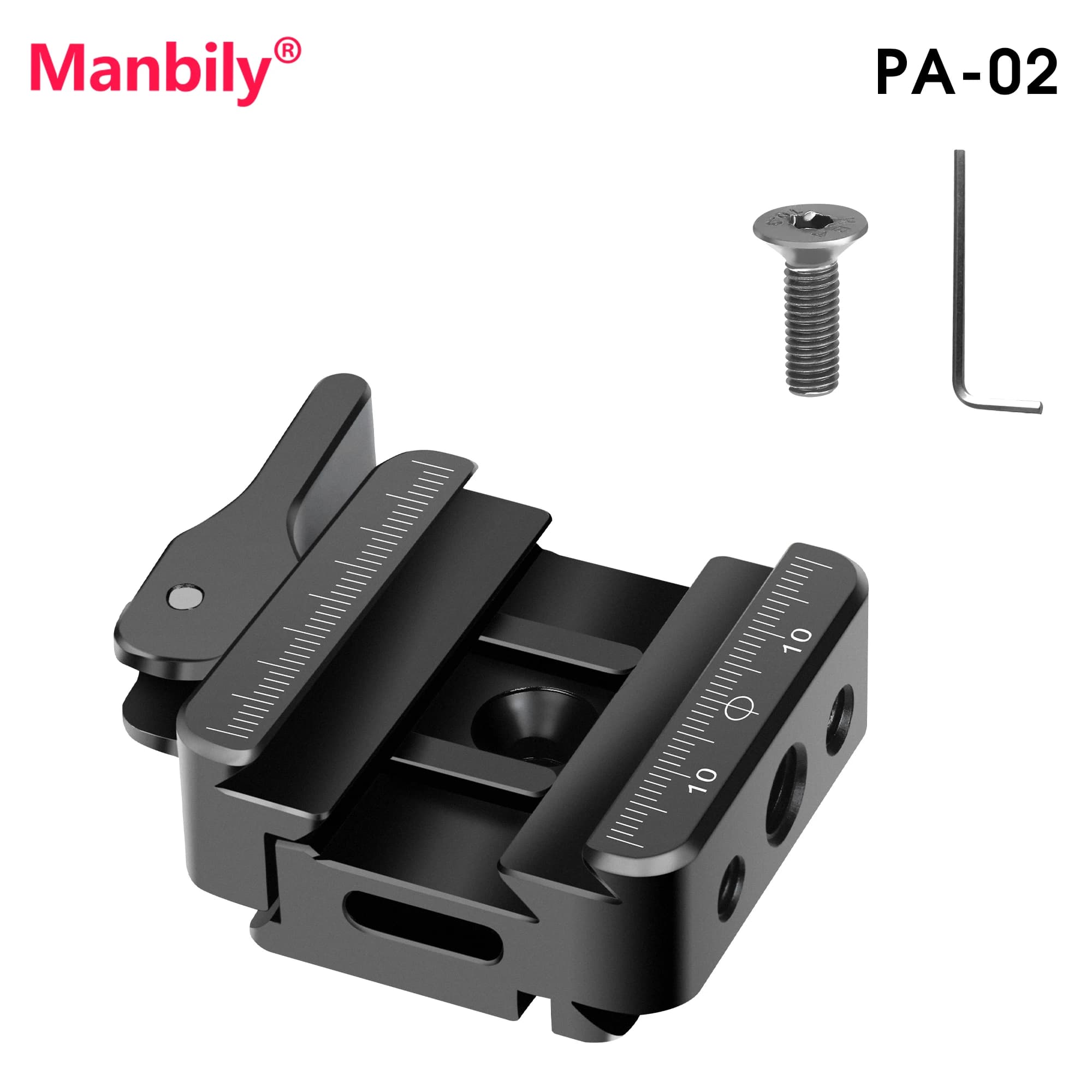 Adattatore a sgancio rapido Manbily per treppiede/bipiede in alluminio compatibile con guide Arca Swiss/Picatinny