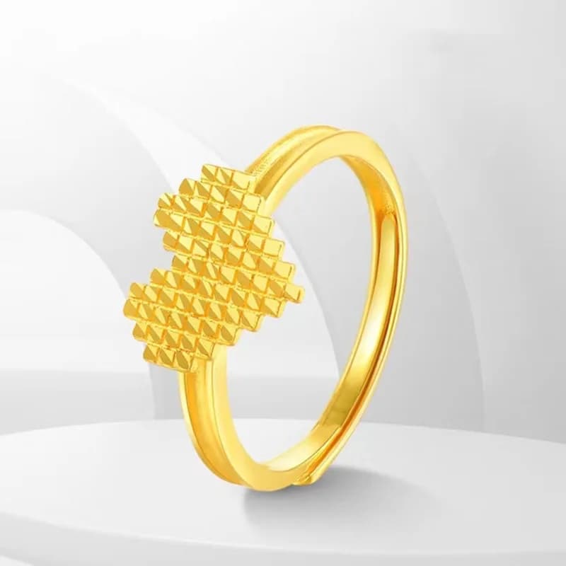 AU999 Anello in cioccolato con cuore in oro 24 carati | Smalto sfumato - cioccolato dipinto - cuore tonificato, perla - bordi intarsiati, delicato e nobile