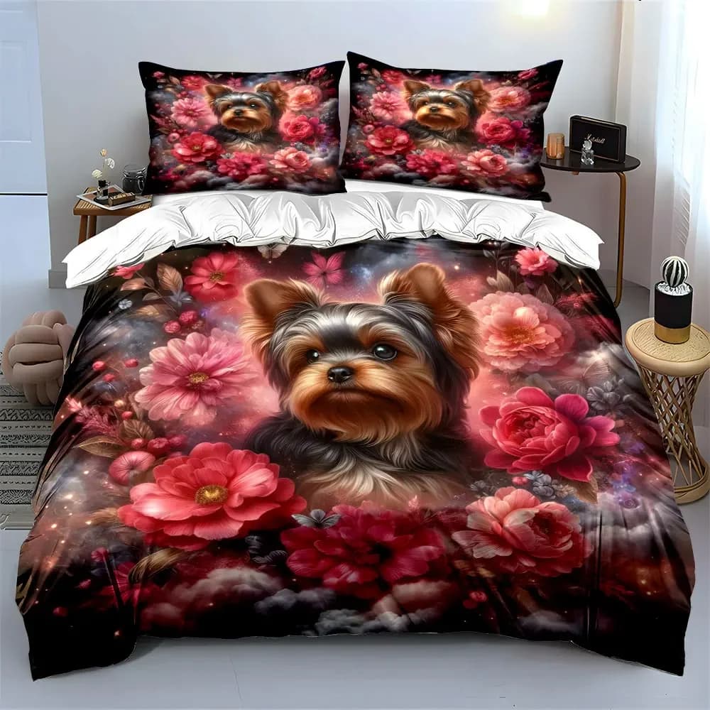 Set di biancheria da letto con decorazioni floreali per la casa, con 1 copripiumino e 2 federe, singolo, matrimoniale, king, queen, regalo