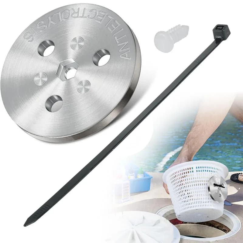 Zinc anode weight plate for swimming pool Anti-electrolysis sacrificial anod Weight skimmer basket for pool 104-A with clamp and plastic bolt