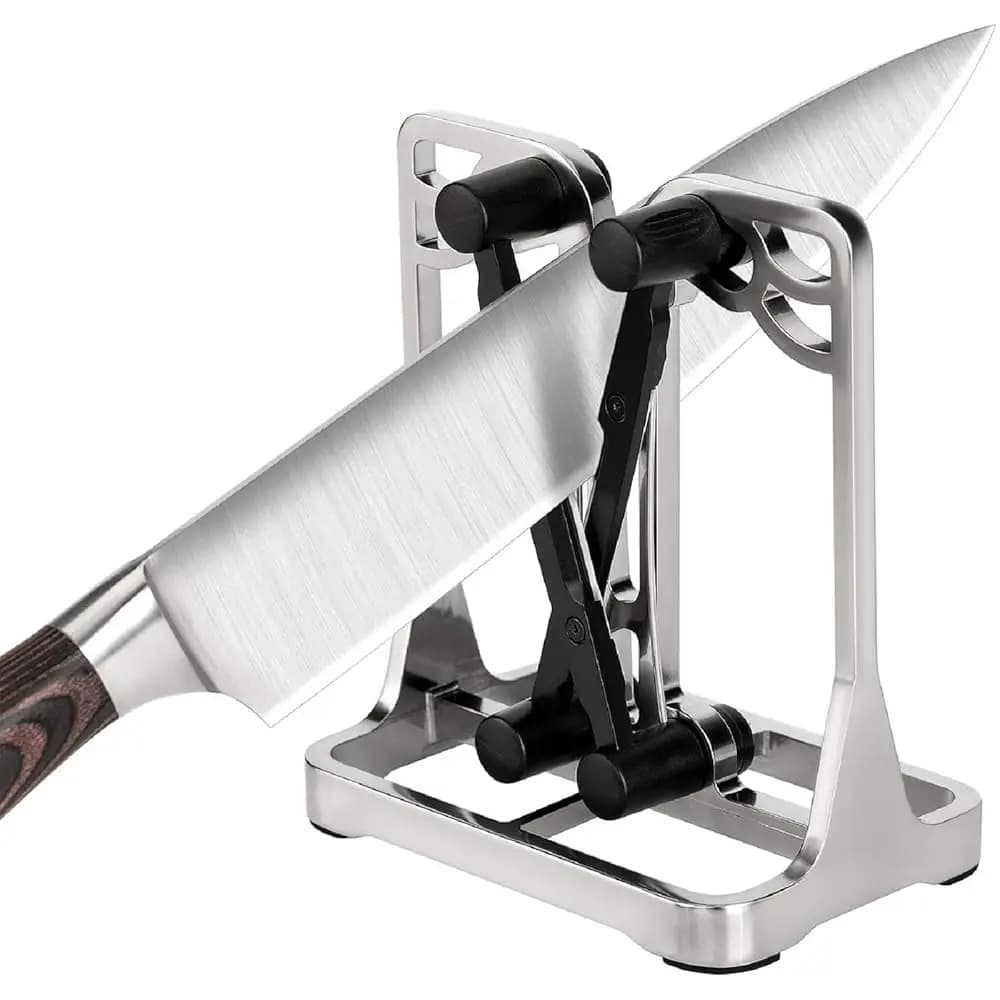 Affilacoltelli, Strumento per Affilare i Coltelli con Regolazione Automatica, in Acciaio Inossidabile e Carburo di Tungsteno, Affilacoltelli per Cucina