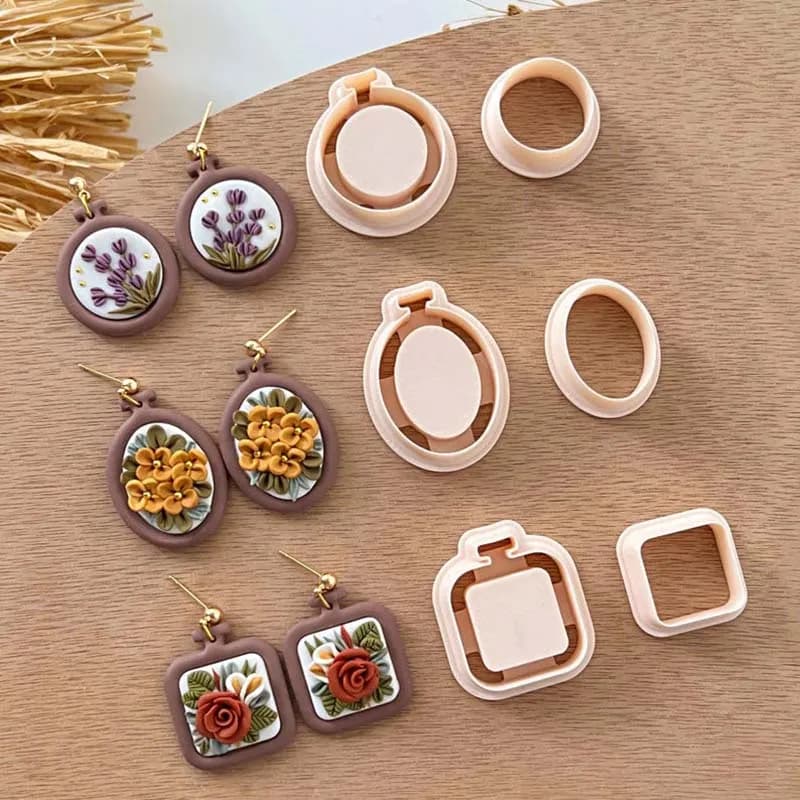 Embroidery Hoop Polymer Clay Cutters | Polymer Clay Cutting Molds Set | DIY Earring Cutters | Hand Tools for Jewelry Making