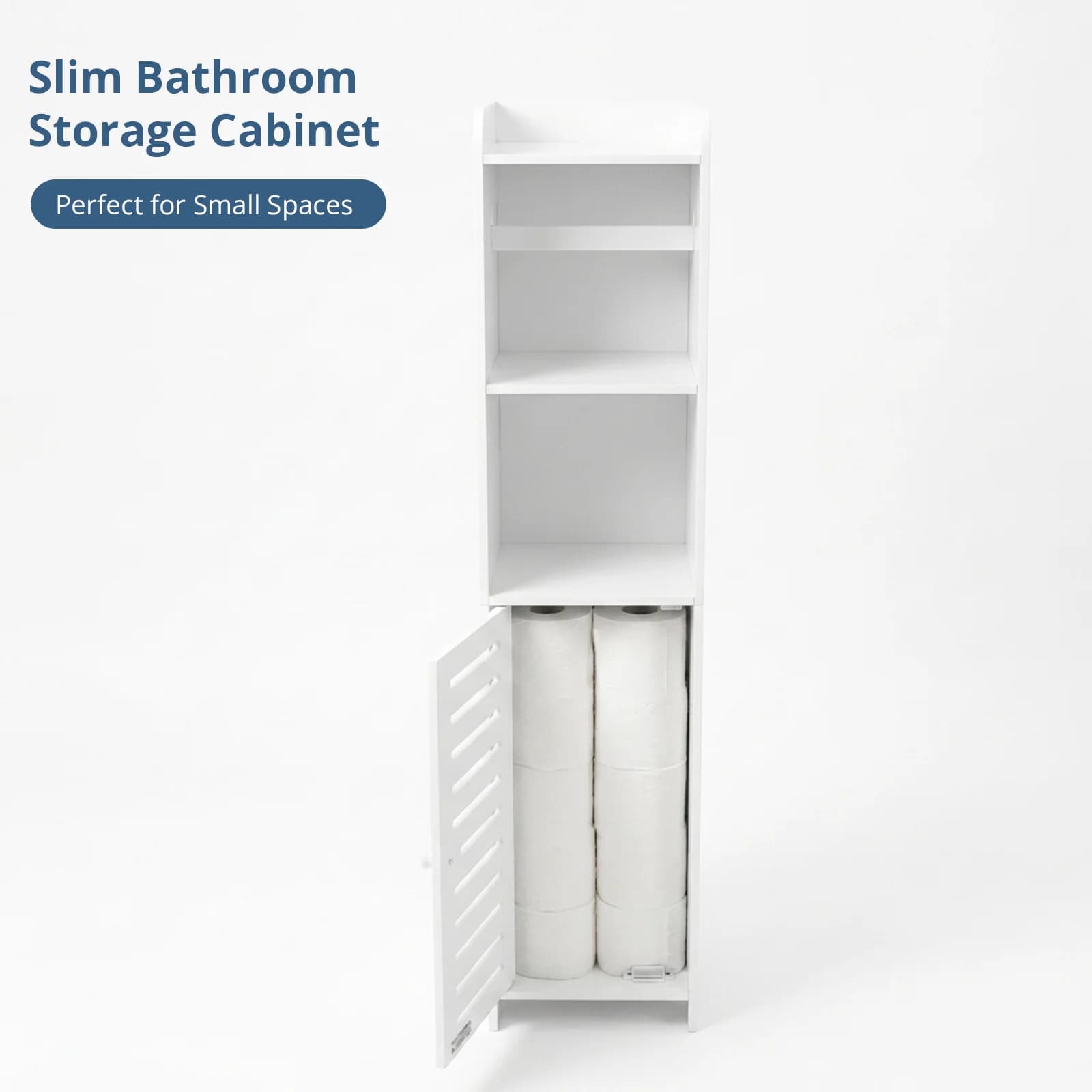 Mobiletto Salvaspazio Sottile per Bagno, Armadietto Stretto Porta Carta Igienica da Terra, Organizzatore Bagno Impermeabile Autoportante per Spazi Piccoli