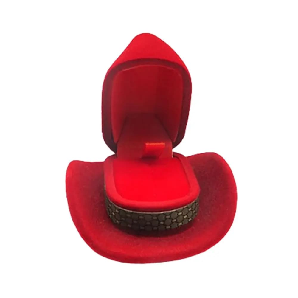 Vintage Western Cowboy Hat Ring Box Flocked Fashion Jewelry Storage Boxes Dust-proof Personalized Creative Ring Box Couple