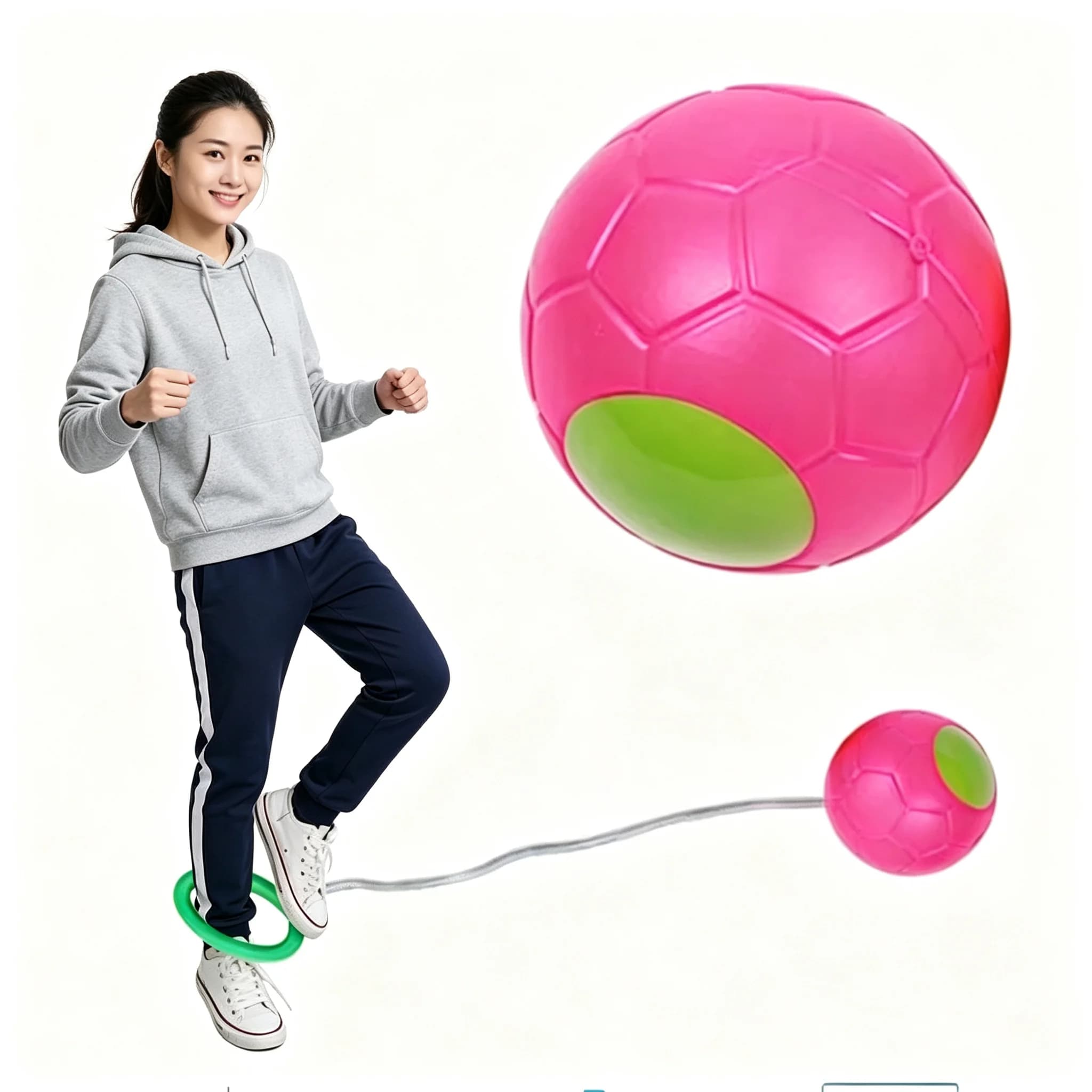 Outdoor Fun Toy Jump Ball Rotation Jump Ring Single Foot Jump Rope Ball Exercise Coordination Balance Elastic Response