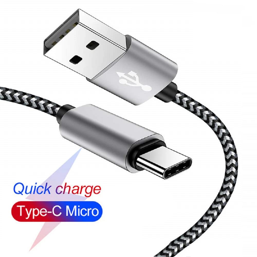 USB A Type C Cable Cell Phone Line 2.4A Quick Charging Nylon Mirco Data Type-C Charging cable for Xiaomi 12 Samsung S22 Redmi