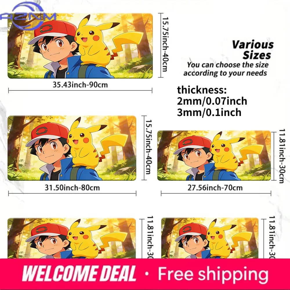 Tappetino da scrivania Ash & Pikachu Autumn Forest Gaming, tappetino per mouse lavabile antiscivolo
