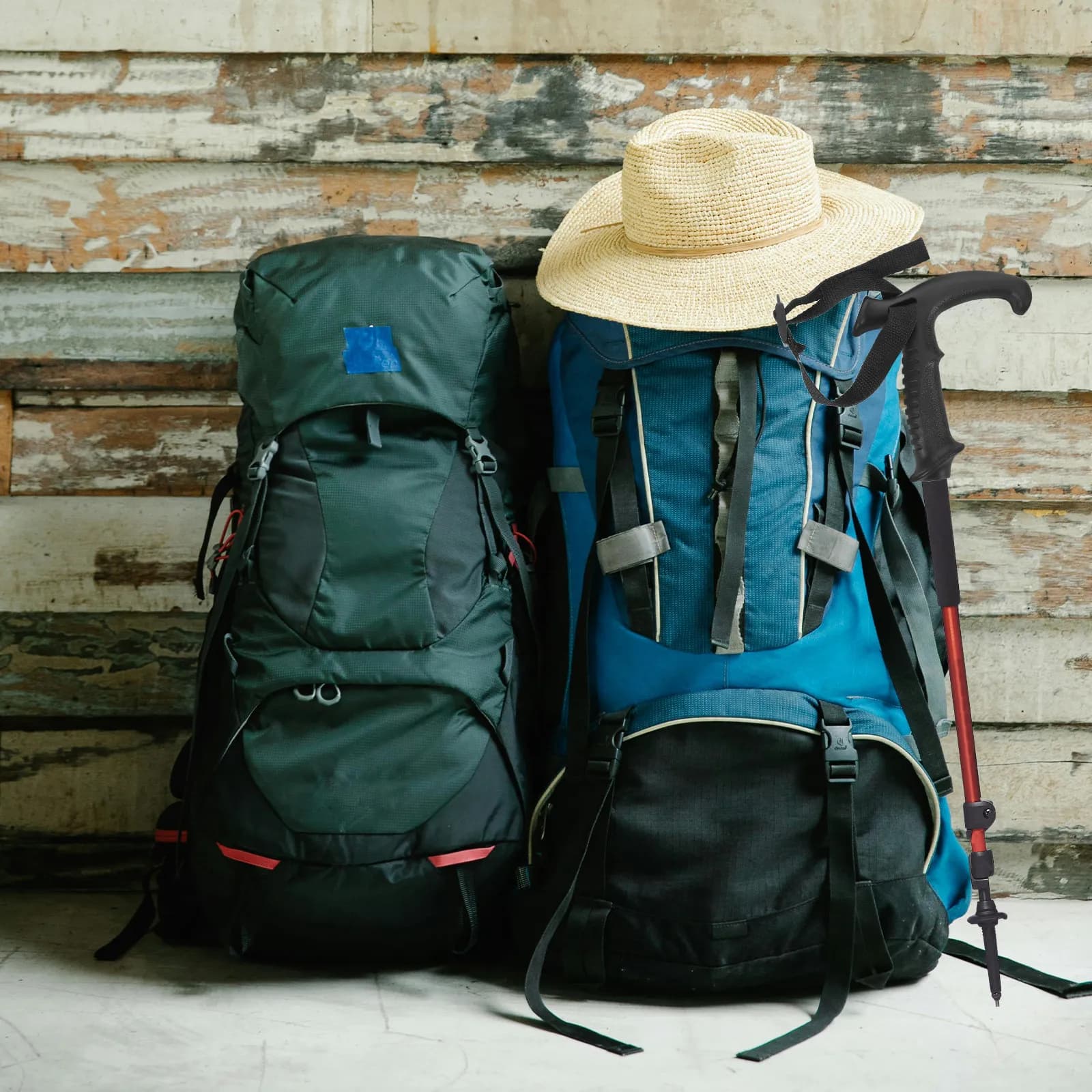 Impugnatura Ergonomica a T in Plastica Nera per Bastone da Trekking con Cinturino da Polso, Ricambio per Escursionismo, Arrampicata, Alpinismo e Camminata