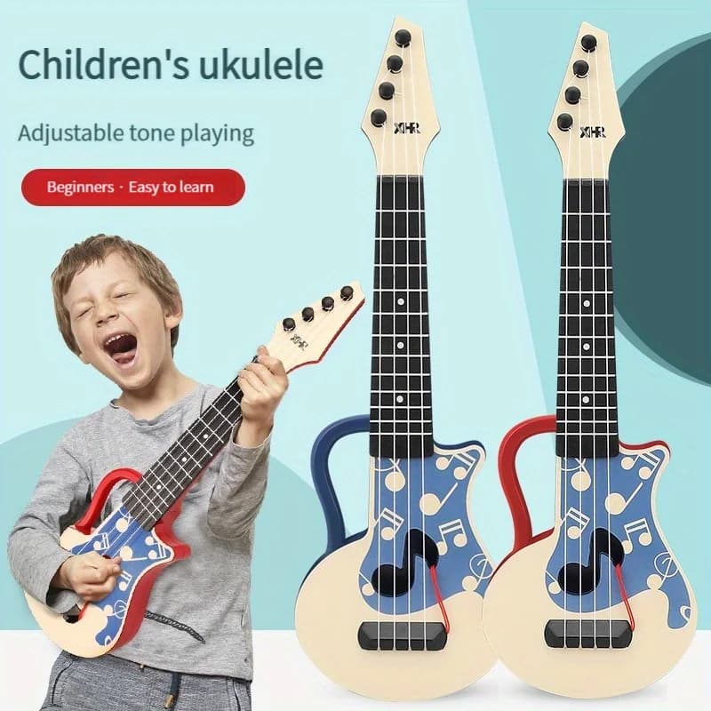 Mini strumento giocattolo per chitarra ukulele per bambini 4 corde Giocattolo educativo per bambini Gioco di apprendimento musicale per ragazzi e ragazze