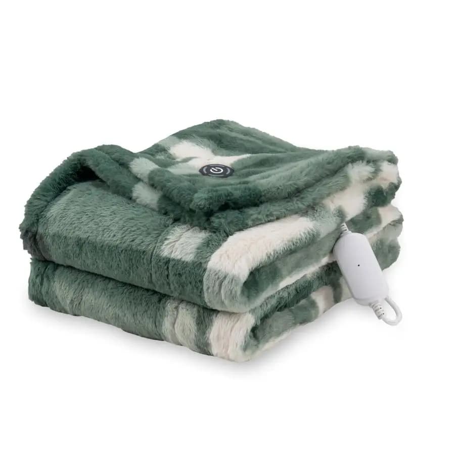 Coperta Elettrica Riscaldata, Plaid Termico Reversibile con 4 Livelli di Calore, Coperta Stampata a Riscaldamento Rapido per Divano