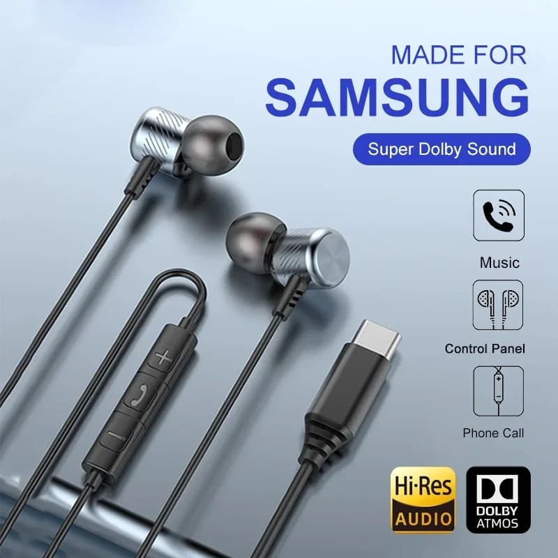 EARDECO Cablate headphones with Audio Doby 3.5mm/Type-C, In-Ear headphones for Music, Powerful Low Headphones for Samsung iPhone15/16, Gaming Headphones