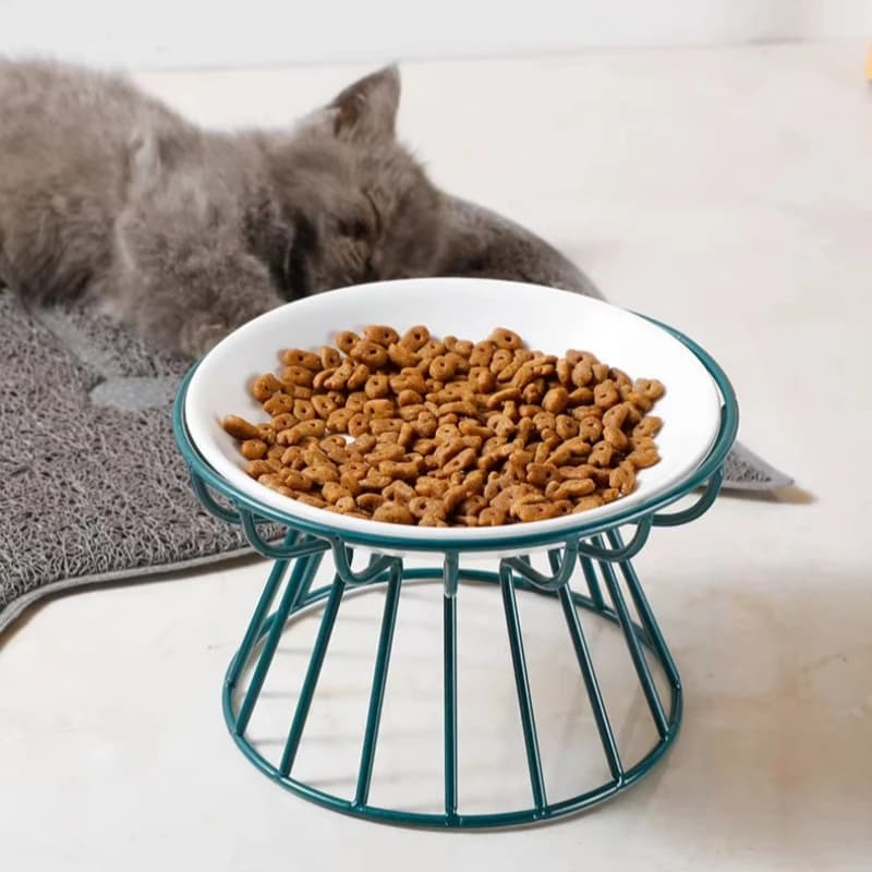 Supporto Rialzato per Ciotole per Animali Domestici Stile Nordico, Ciotola Anti-Ribaltamento per Gatti, Protezione Collo