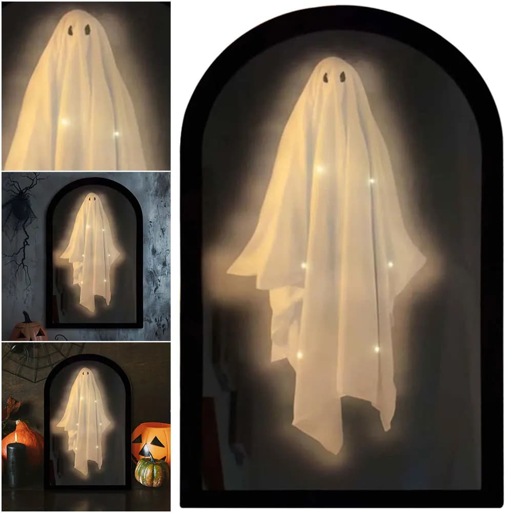 Luce notturna a specchio fantasma di Halloween con occhi raccapriccianti Specchio spettrale di Halloween Specchio stregato Decorazioni spettrali per la casa stregata di Halloween