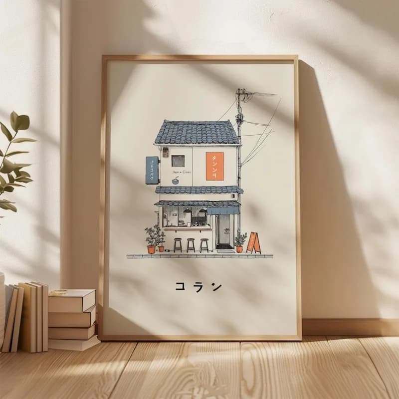 Stampa artistica su tela giapponese per ristorante di ramen, 1 pezzo, poster da viaggio minimalista senza cornice di Tokyo per decorazioni del soggiorno e della camera da letto