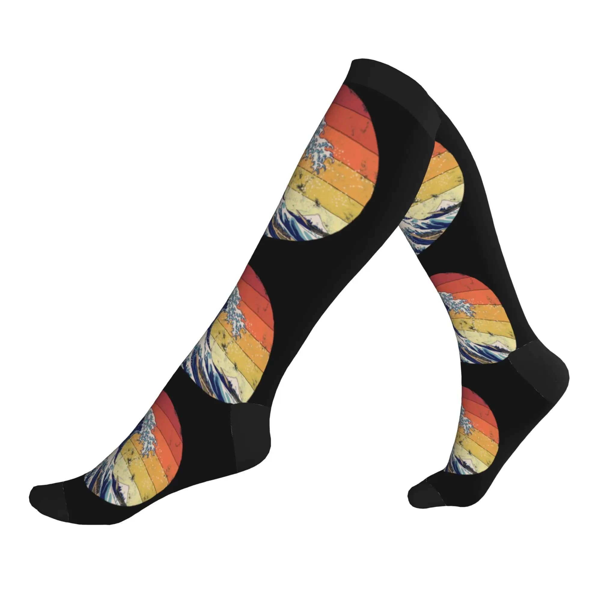 The Great Wave off Kanagawa Dress Socks Men's Women's Warm Fashion Sports Compression Socks