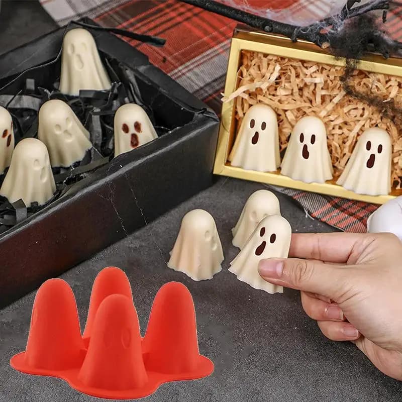 Stampo in silicone per Halloween Fantasma fai da te Caramelle al cioccolato Regali fatti a mano Stampo per candele per cubetti di ghiaccio 2025 Forniture per feste