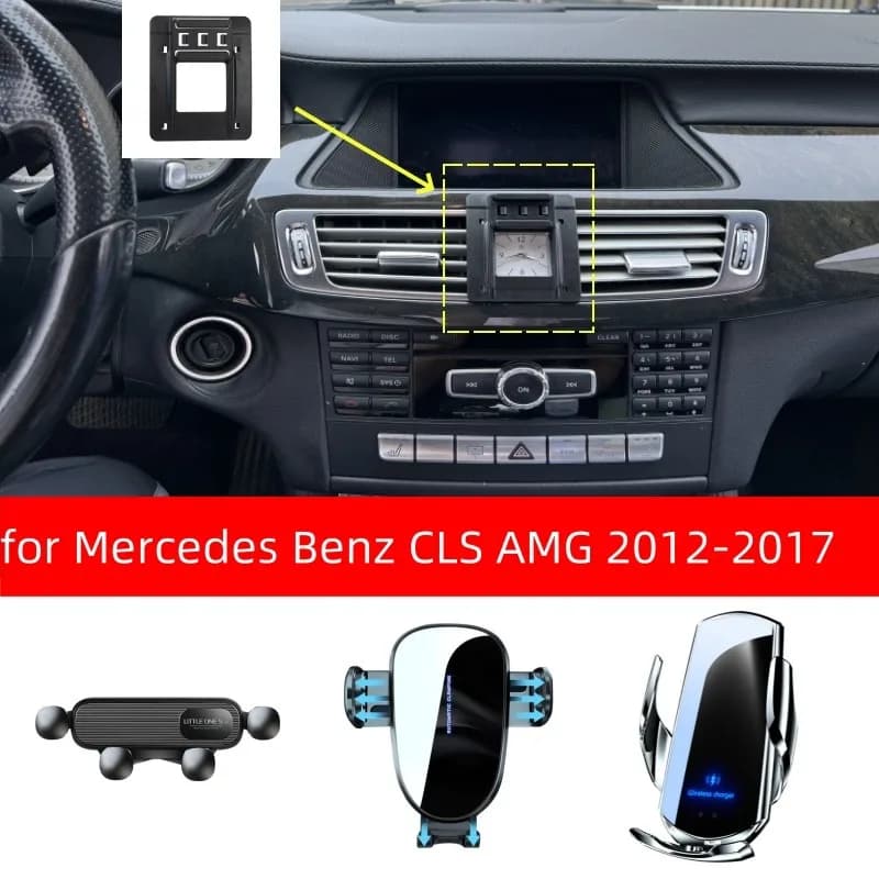 Supporto per Telefono Auto per Mercedes Benz AMG CLS C218 2012-2017, Base con Staffa Fissa Speciale, Ricarica Wireless, Accessori Auto