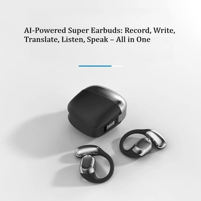 Auricolari Traduttori AI Wireless, Cuffie Stereo a Doppio Canale, Traduzione Vocale in Tempo Reale con Custodia di Ricarica