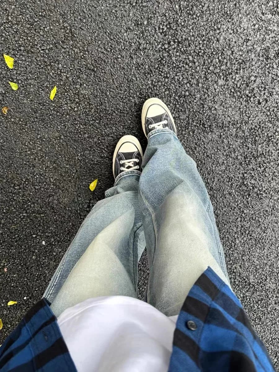 Retro American Cleanfit Blue Jeans Men's Casual Straight Leg Wide Leg Pants Loose Fit Versatile Jeans Youth Trend Autumn Wear