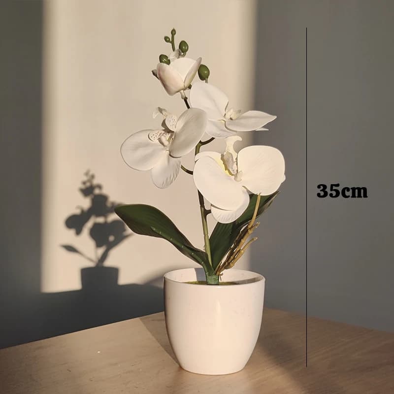 Bonsai di Orchidea Farfalla Simulata, Pianta Artificiale in Vaso per Scrivania, Tavolo da Pranzo, Casa, Ufficio, Vaso, Decorazione per Matrimoni, Casa, Stanza, Regalo