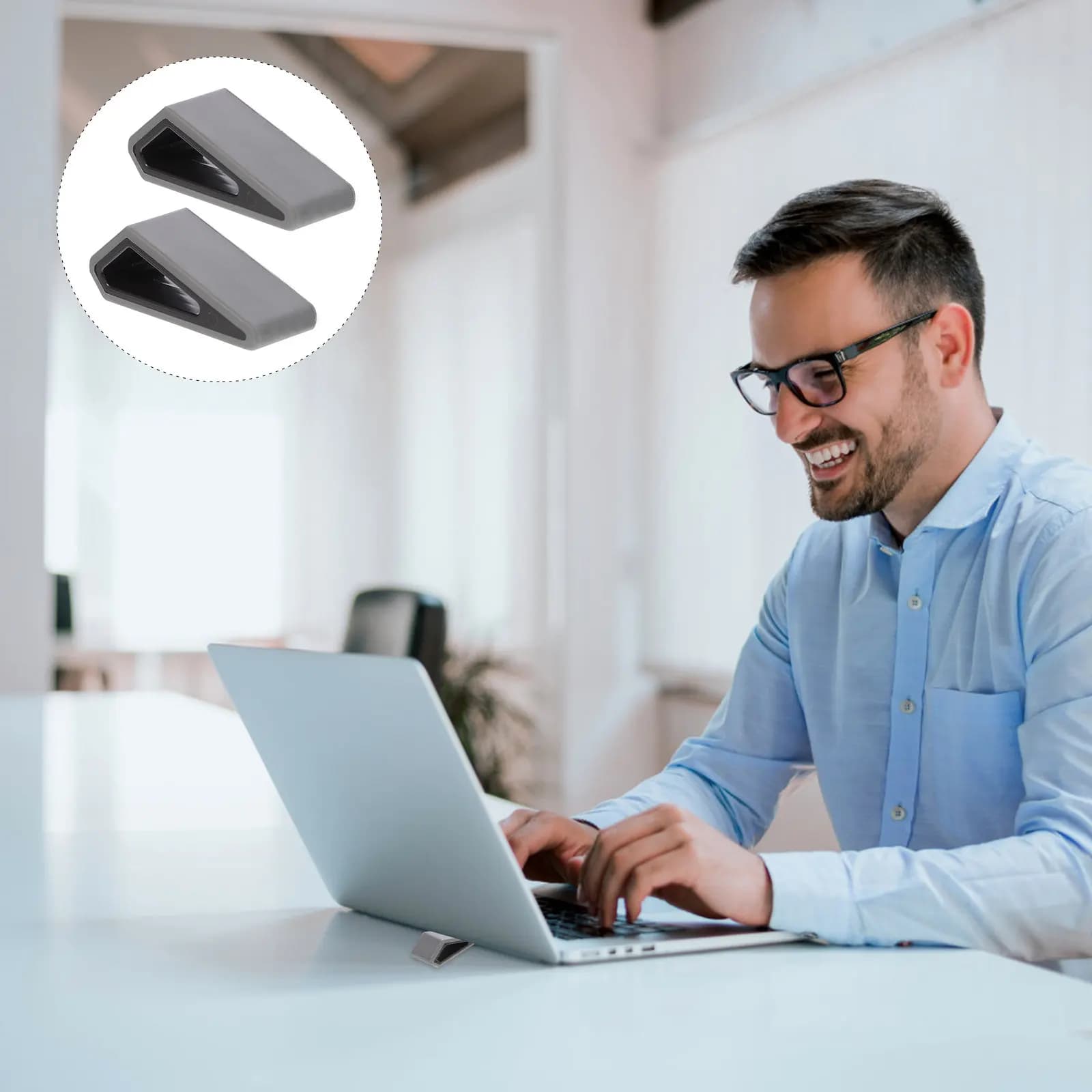 Supporto regolabile per laptop da 2 pezzi per migliorare l'altezza del computer portatile, supporto ergonomico da scrivania, mini supporto di raffreddamento con radiatore