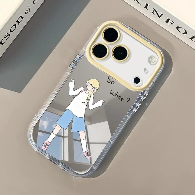 Cute girl with yellow hair Mirror Clear Phone Case For iPhone 17 Pro Max 17Air 11 12 13 14 15 16 Pro XS X XR 7 8 Plus Soft Cover