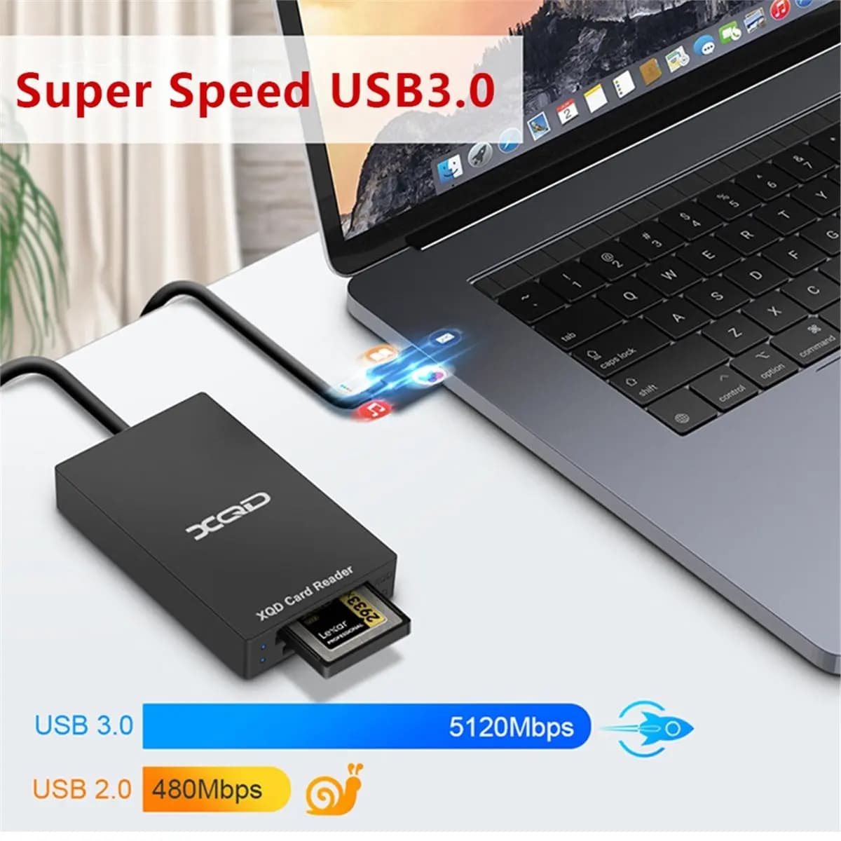 A49T Q02 Multi-Function USB to XQD Card Reader USB 3.0 Card Reader M/G Memory Card Supports Speeds Up to 5Gbps