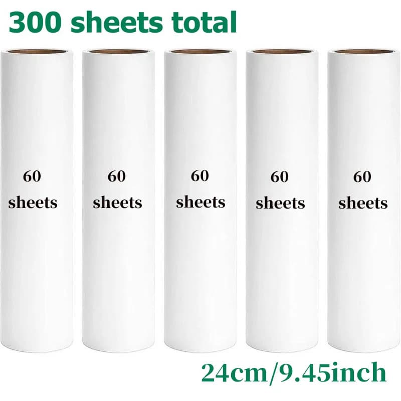 5PCS Large Fluff Roller Replacement Packaging Tape | Suitable for Pet Hair, Strong Adhesive, Clothing Lint Remover