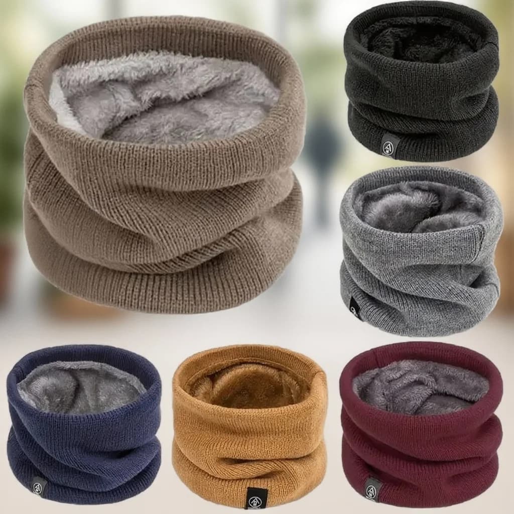 Warm Knitted Scarf Thickened Plush Windproof Winter Neck Gaiter Cold Weather Outdoor Sport Ski Running Men Women Tube Scarf