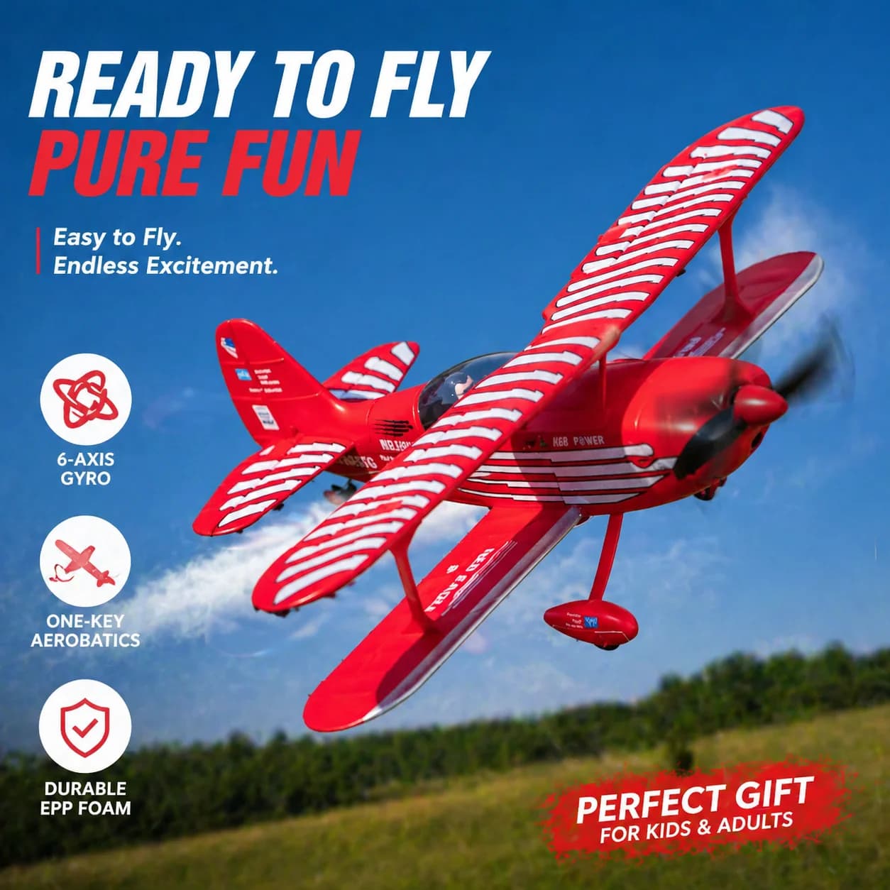 Nuovo Aeroplano RC WLtoys 2026 con Motore Brushless 3D/6G e Giroscopio, Biplano a Quattro Canali, Regalo per Ragazzi A310