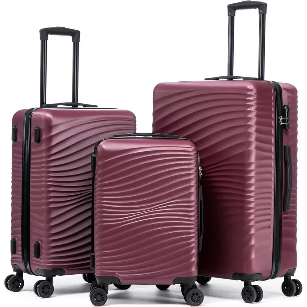 3-Piece ABS Luggage Set: 20/24/28 Inch Spinner Suitcases, Lightweight, Airline Approved Carry-On, High-Security Lock