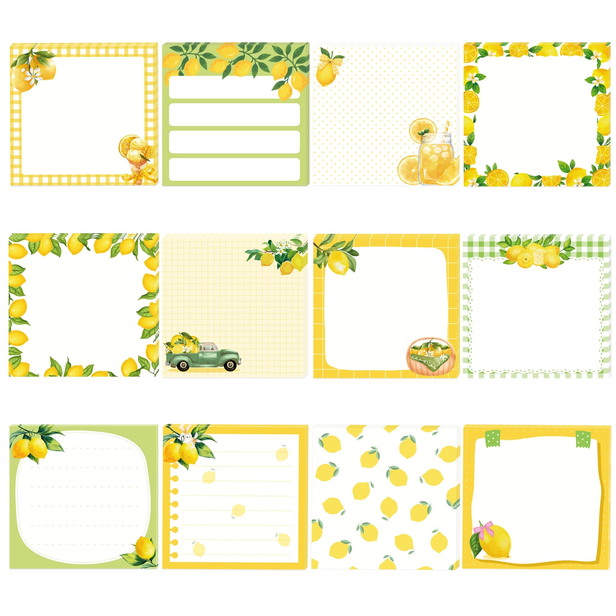 Set di 12/24/36 Foglietti Adesivi a Tema Limone, Blocchetti Autoadesivi a Forma di Limone, Memo Pad per Frigorifero, per Casa, Ufficio, Regali per Bambini
